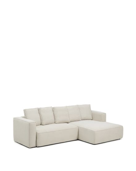 3-местный диван-кровать Marela бежевый шенилл с кушеткой справа 276 см