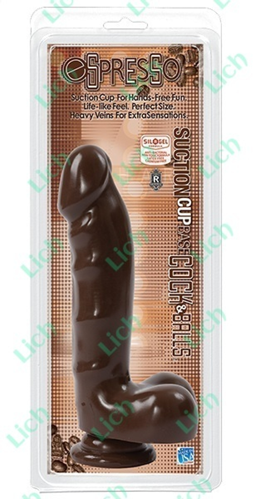 Шоколадный фаллос ESPRESSO с мошонкой и присоской