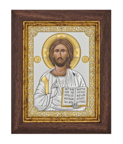 Спаситель, икона прямоугольная в рамке под стеклом, красное дерево 170х210