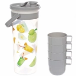 Кувшин пластиковый 2л «Летний зной» в наборе с 4-мя кружками 300мл