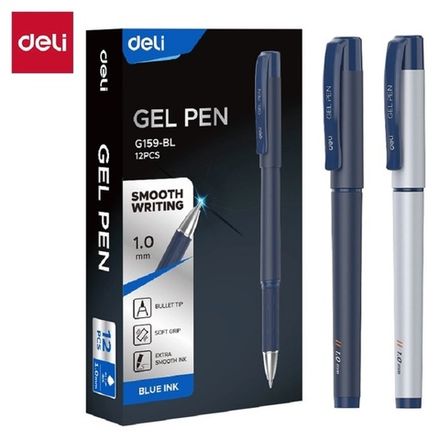 Набор Ручка гелевая Deli EG159-BL, синяя, 1.0мм, резиновый грип, набор 12 шт.