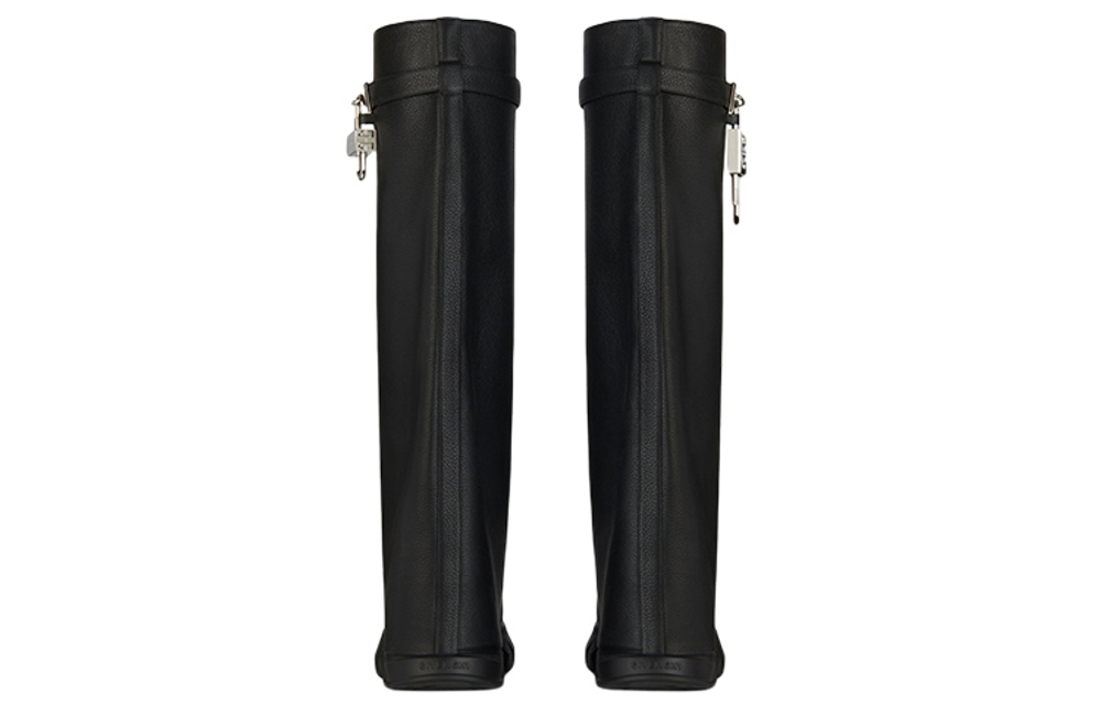 Givenchy Shark Lock Leather Knee high Boots Women"s Black