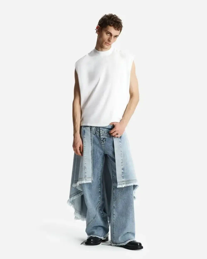 Юбка-саронг из денима голубая