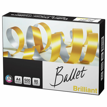 Бумага офисная А4, 80 г/м2, 500 л., марка А, BALLET BRILLIANT, Россия, 165% (CIE)
