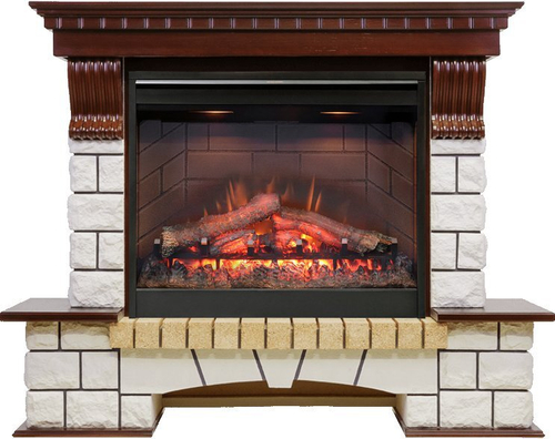 Каминокомплект Pierre Luxe - Темный дуб / Белый с очагом Symphony 26'' DF2608-INT