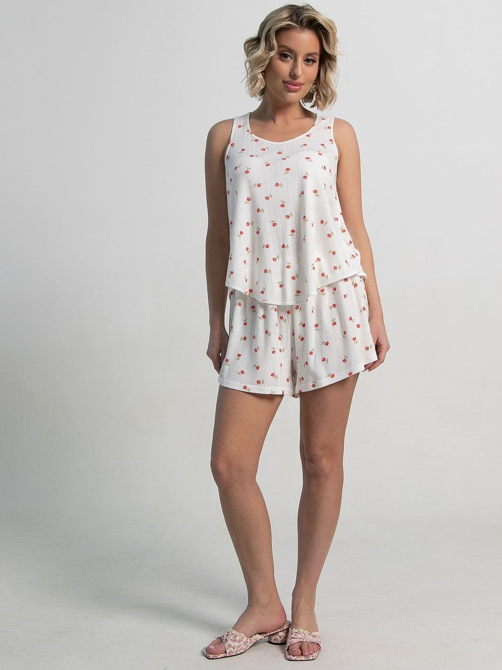 Костюм домашний с шортами Мила (белый) К15212-1М LT Collection