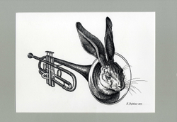 Пешков Р.В. Заячья песня. Бумага, тушь, перо. Россия, 2011 г.
