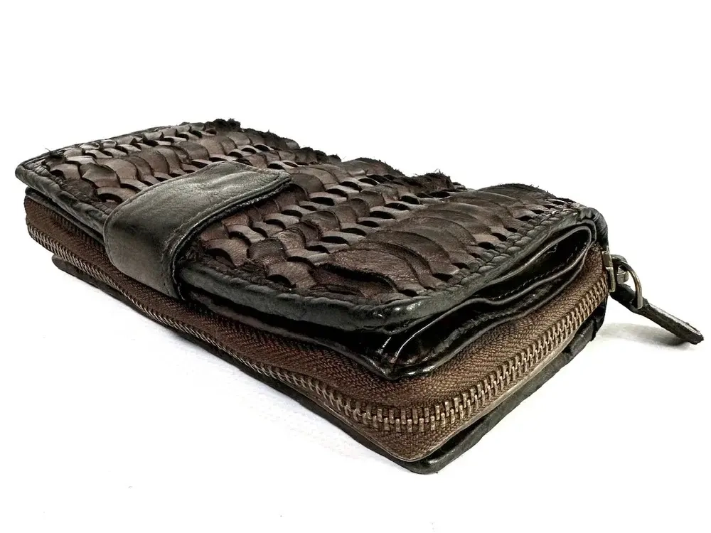 Женский кошелек из натуральной винтажной кожи коричневого цвета