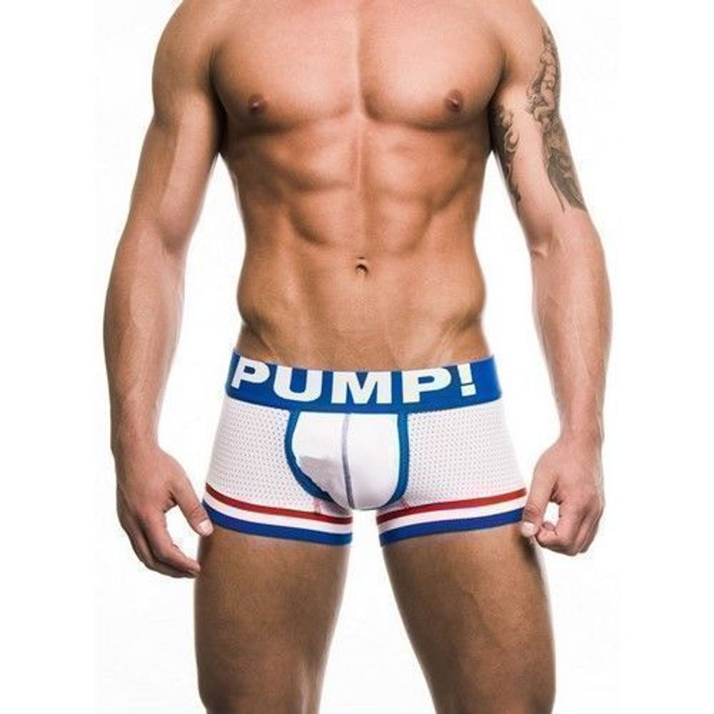 Мужские трусы боксеры в сеточку Pump Touchdown Boxer White-Blue 26077