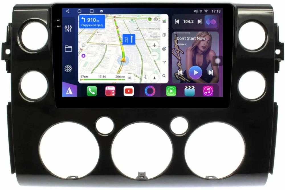 Магнитола для Toyota FJ Cruiser 2005-2022 (рамка черная) - FarCar 3246M монитор 9.5" QLED на Android 14, TS18, CarPlay, 4G SIM-слот