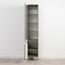 Марион шкаф-витрина 16.397.01 Дымчатый зеленый / Олива шагрень