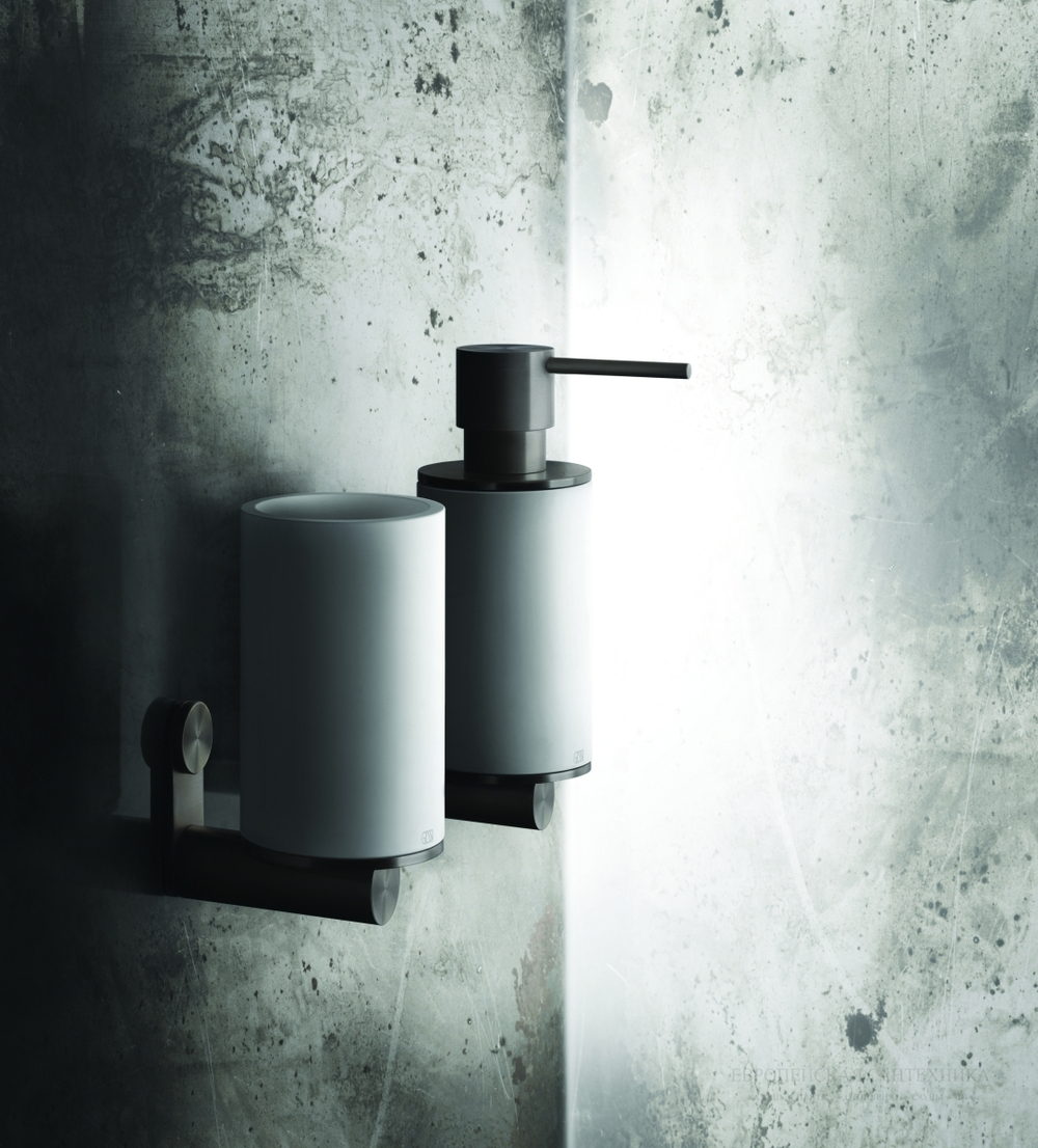 Cтакан Gessi 316, настенный, h126хØ75 мм, цвет White/Brass Brushed PVD
