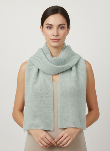 Шарф из кид мохера на шелке, светлый шалфейный