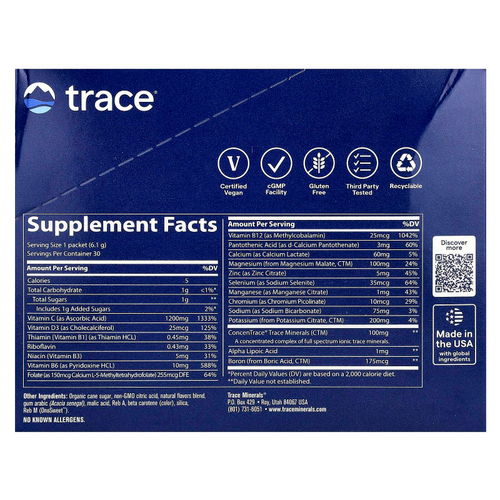 Trace, Power Pak, со вкусом мандарина, 30 стик-пакетов по 6,1 г (0,22 унции)
