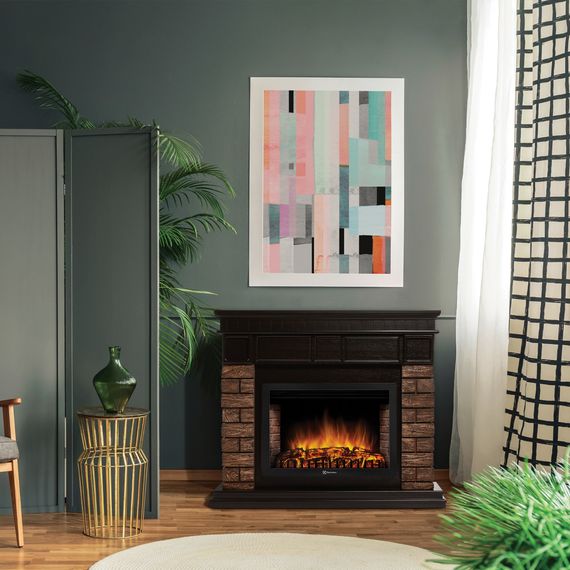 Каминокомплект:Очаг Electrolux EFP/P-3320RLS, портал Bricks Wood 30 камень темный, шпон венге купить в Москве и Московской области по низкой цене с доставкой по России — (2) Каминокомплект:Очаг Electrolux EFP/P-3320RLS, портал Bricks Wood 30 камень темный, шпон венге — (2)