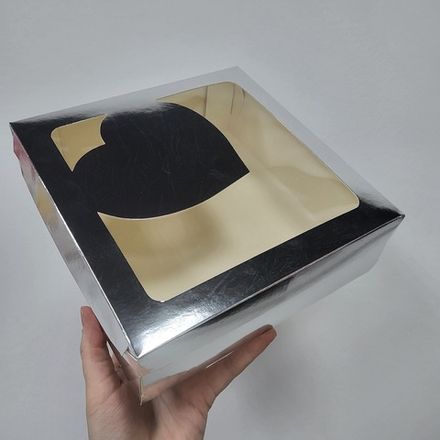 Коробка 20*20*7 см Серебро со вставкой Сердце