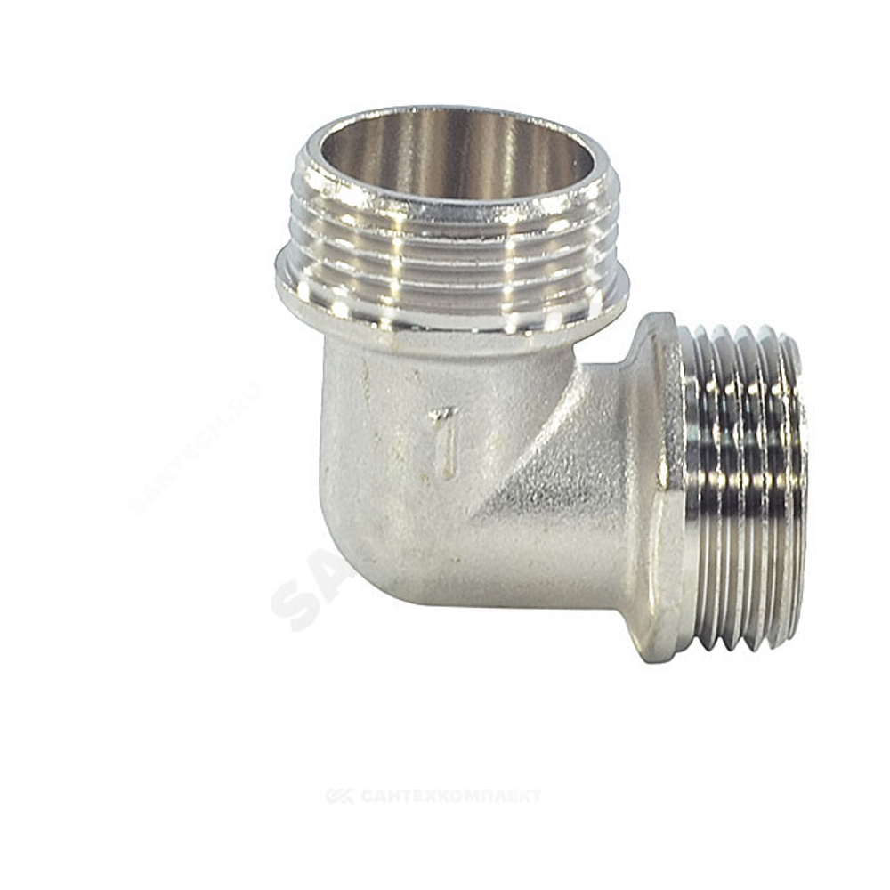 Угольник латунь никель реборда Ду 15 (1/2") НР/НР SantechSystems