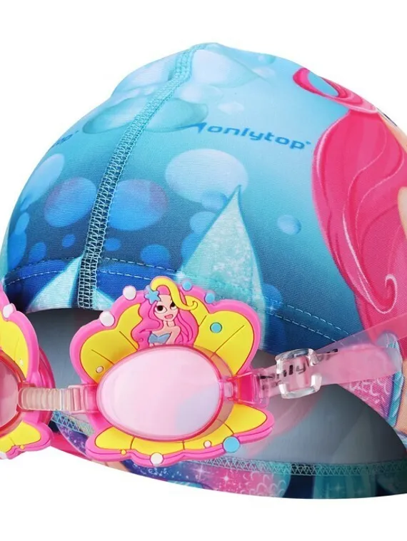 Набор для плавания детский ONLYTOP Swim «Русалка»: очки+шапочка, обхват 46-52