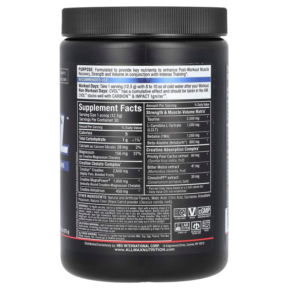 ALLMAX, C: VOL, Post, малиновый и киви-камикадзе, 375 г (13,2 унции)