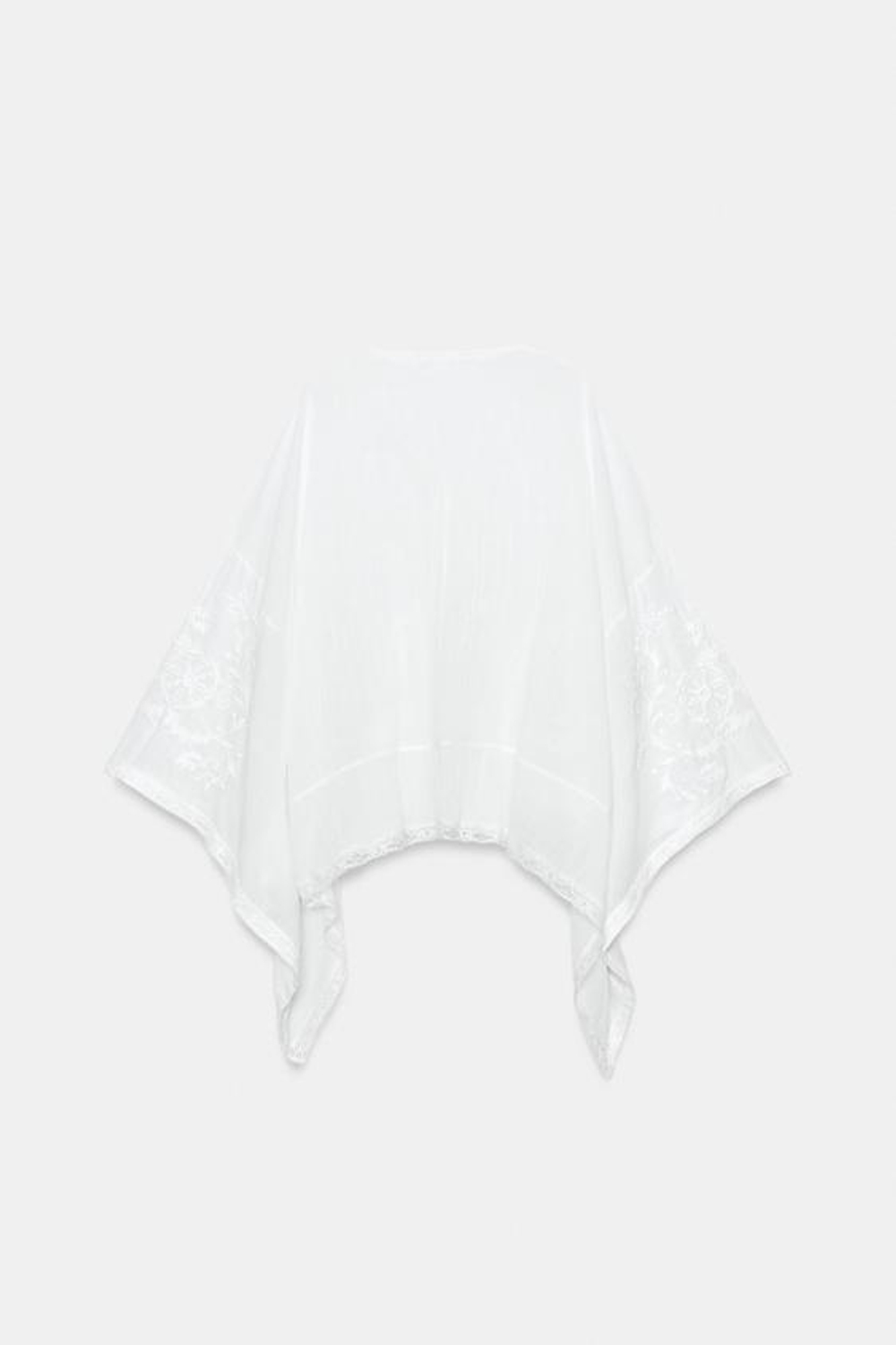 ZARA БЛУЗА-КЕЙП С ВЫШИВКОЙ — ZW COLLECTION, БЕЛЫЙ