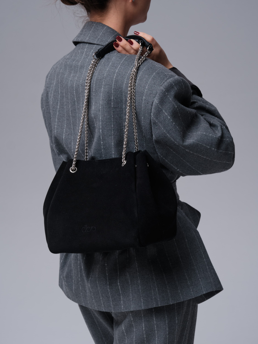 Замшевая сумка DBR 31202 черный/велюр