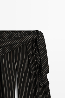 Massimo Dutti Полосатые брюки-бананы с платком, черный