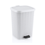 Мусорное ведро с педалью 12 лт ВЯЗАННЫЙ УЗОР белый