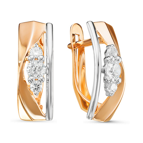 Серьги из золота 585 пробы с фианитами