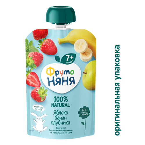 Десерт ФрутоНяня с 7 мес. Яблоко банан клубника (90 г)