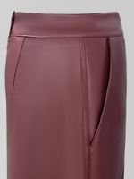 Юбка 358-6 кожаная удлиненная прямого кроя с разрезом спереди