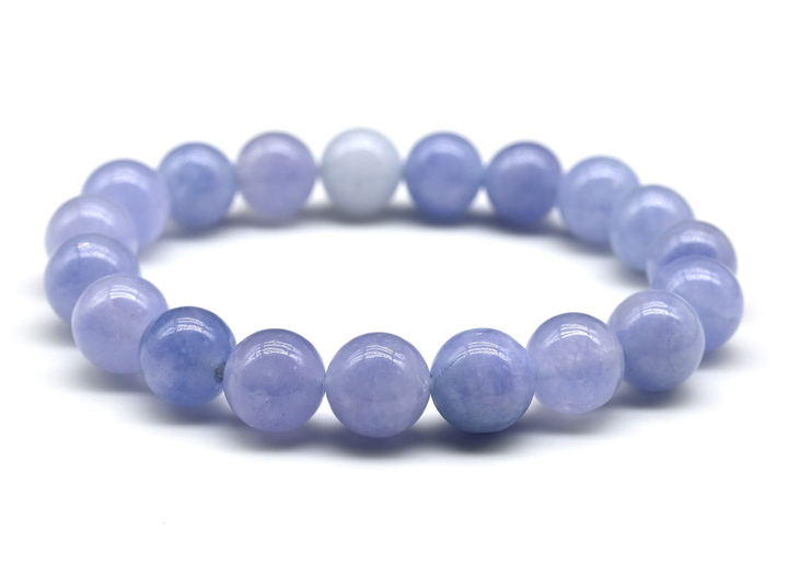 Браслет Кальцит тонированный шар 10 мм цвет небесно-голубой