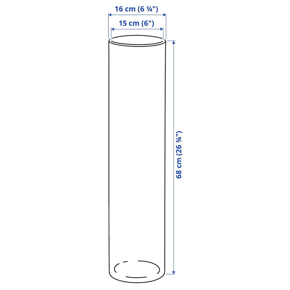 IKEA CYLINDER  (ИКЕА СЙЛИНДЕР)  -  Ваза, прозрачное стекло, 68 см