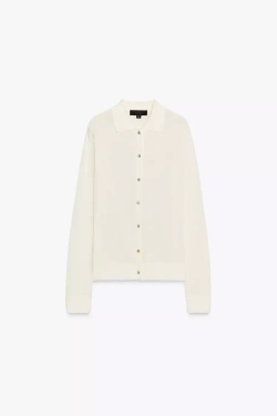 ZARA ОДНОТОННОЕ ТРИКОТАЖНОЕ ПОЛО, ЭКРЮ