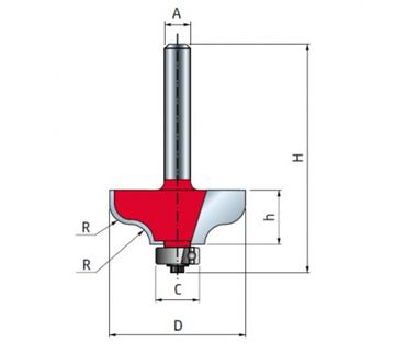 Фреза багетный  свод с подшипником 31,8 х 12,7 мм, R=4,8, L=54,2 FREUD PRO 38-20206
