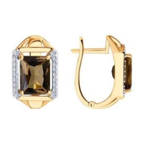 Серьги из золота с раух-топазами