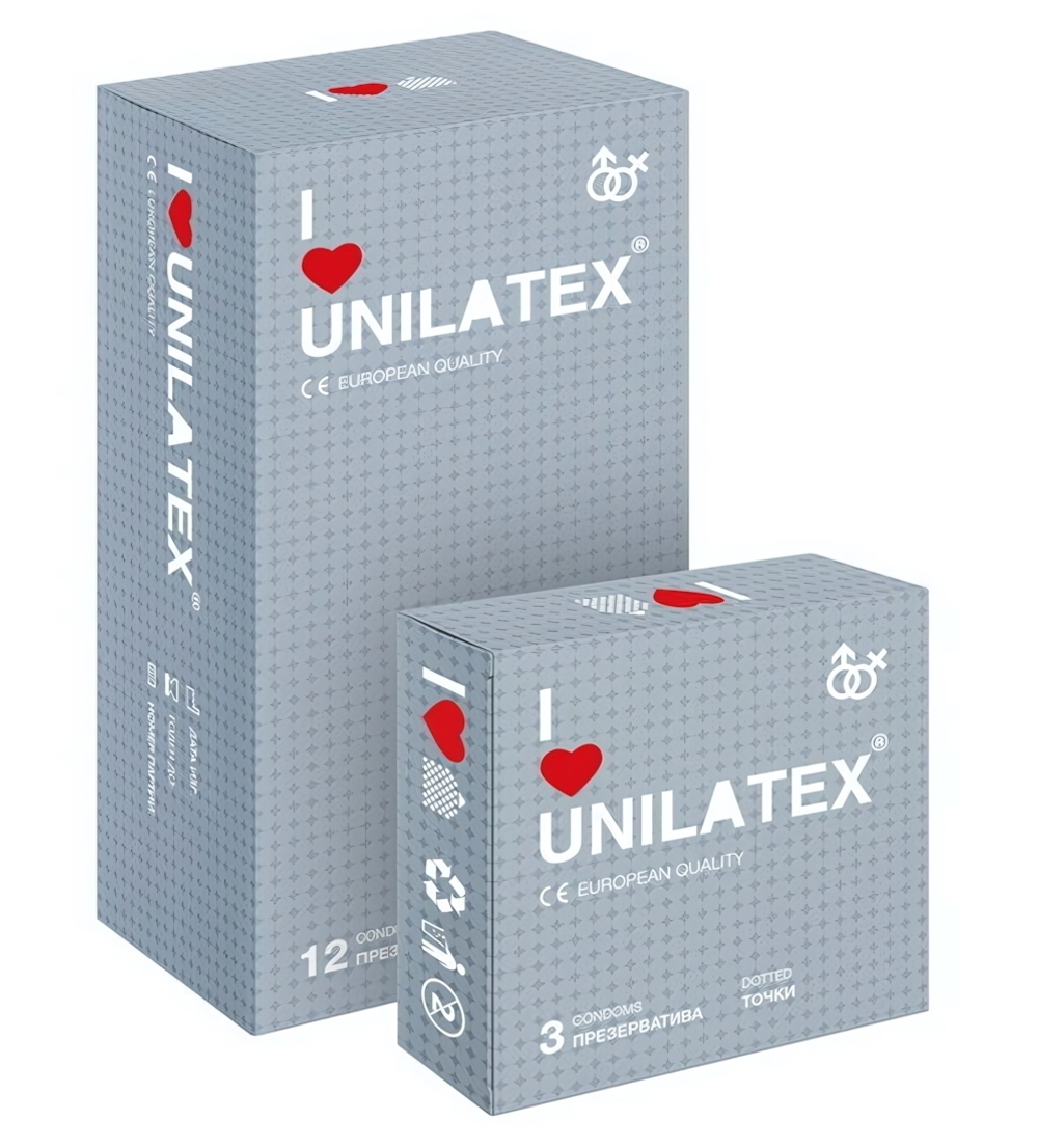 Презервативы UNILATEX точечные (3 шт) (Цвет: телесный)