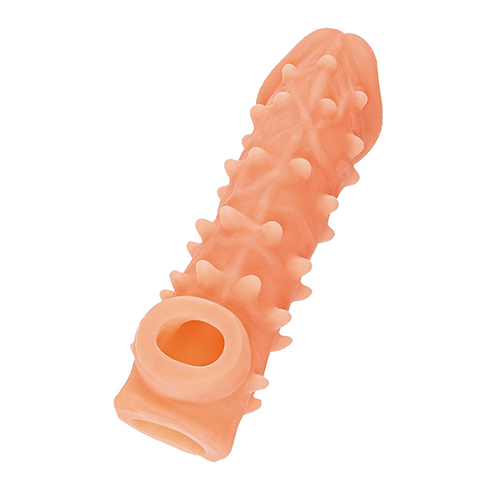 Телесная закрытая насадка 15,6см с пупырышками Kokos Cock Sleeve 005 Size M