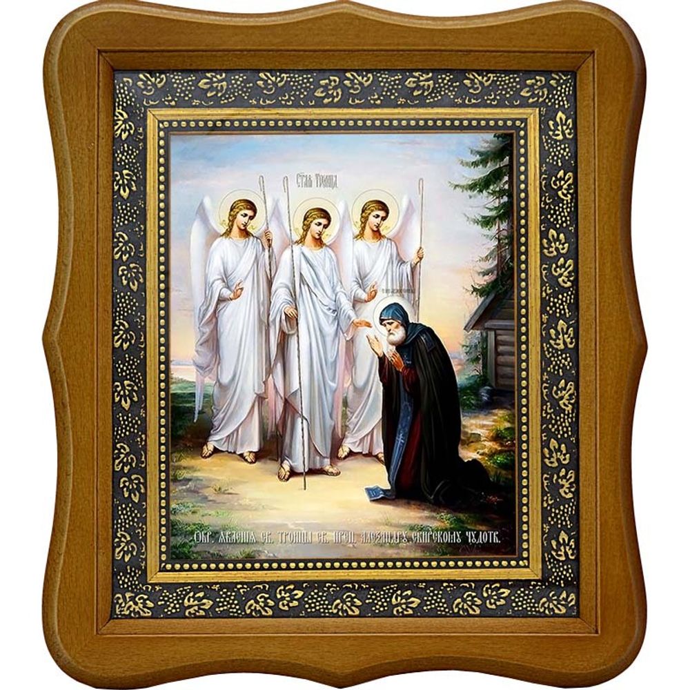 Явление Святой Троицы Александру Свирскому. Икона на холсте.