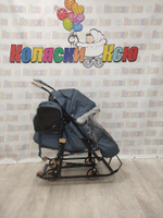 Санки-коляски Galaxy Snow Glory Gloss зеленый-серый