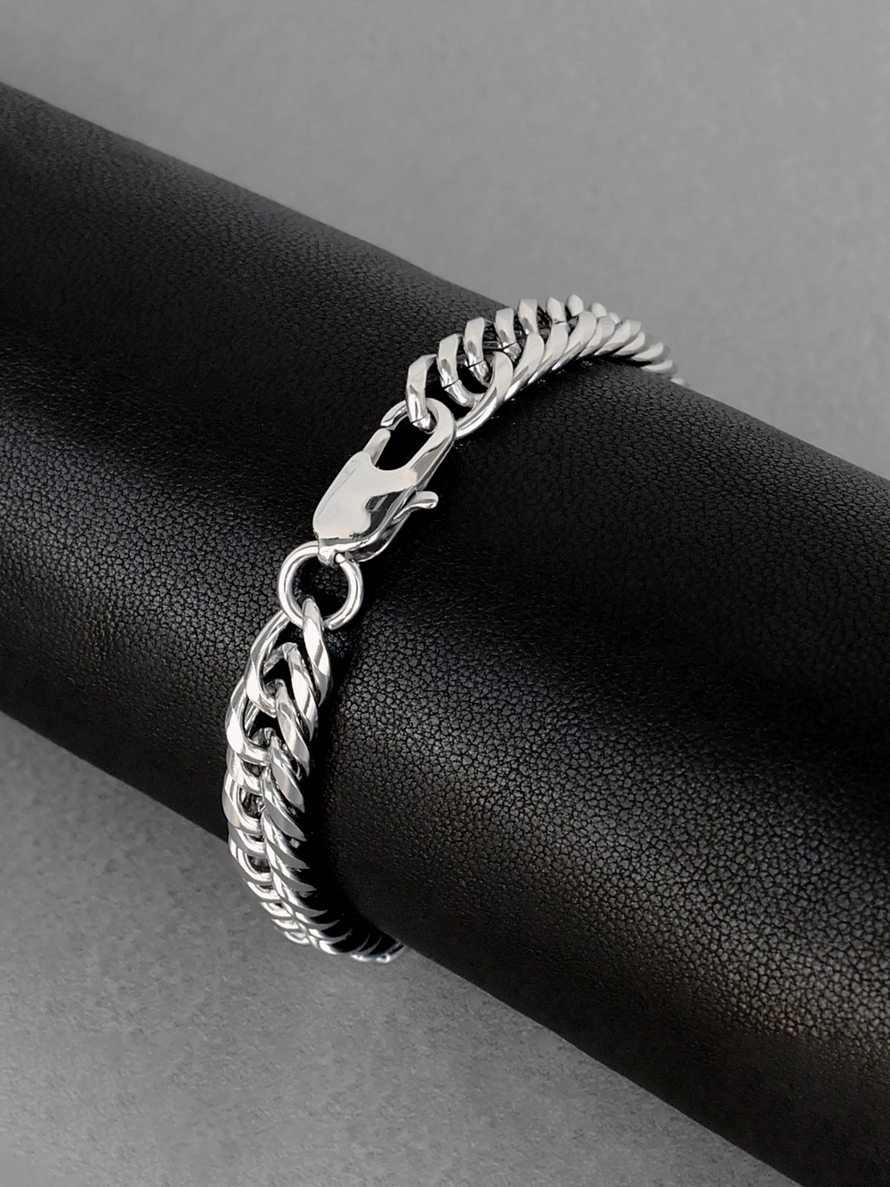 Мужской браслет из стали, двойное панцирное плетение