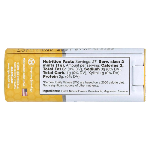 Epic Dental, Со 100% подслащенным ксилитом, свежие фрукты и фрукты, конфеты, без сахара, 30 г