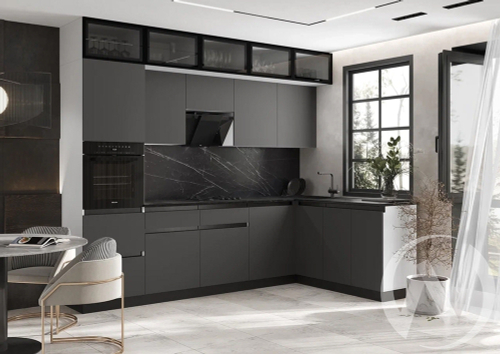 Кухня Техно-6 3;0х1;8м (белый/графит софт/кастилло темный)