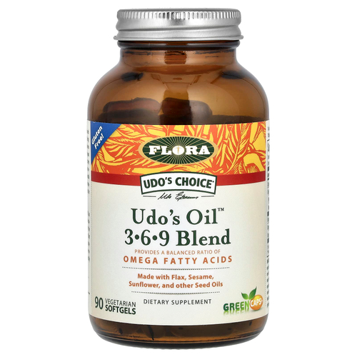 Flora, Udo's Choice, Udo's Oil, смесь 3, 6, 9, 90 вегетарианских капсул