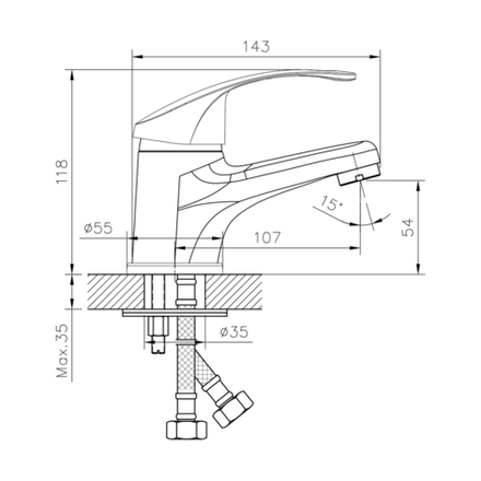 Смеситель для раковины Decoroom DR71011, однорычажный, хром