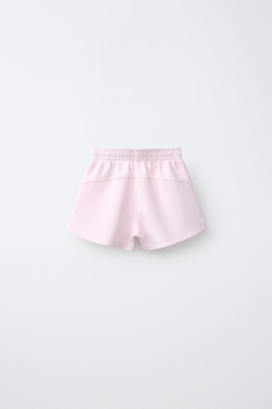 ZARA ШОРТЫ-БЕРМУДЫ С КОНТРАСТНЫМИ ПОЛОСАМИ И МОДАЛОМ, ПАСТЕЛЬНО-РОЗОВЫЙ