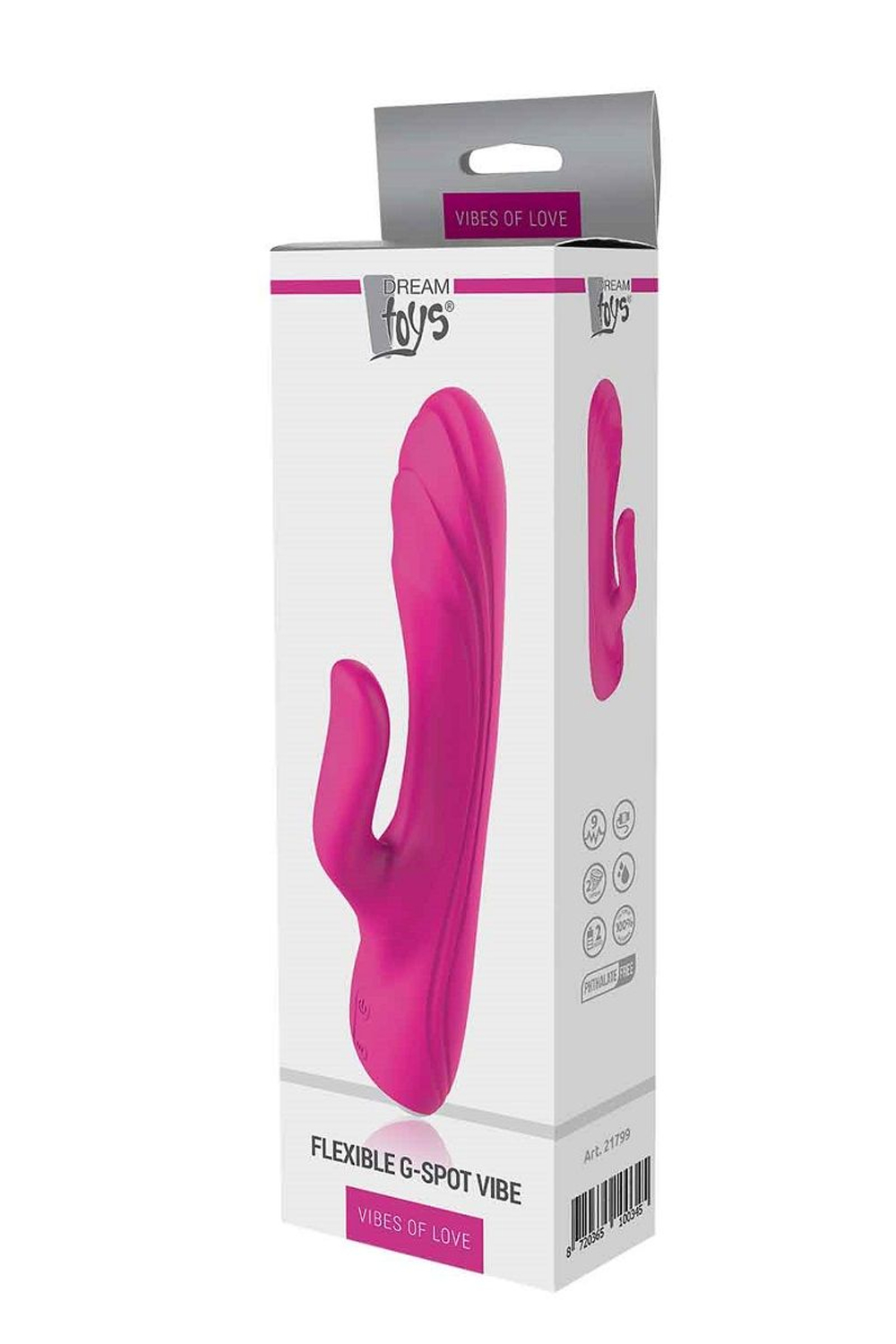 Ярко-розовый вибратор-кролик Flexible G-spot Vibe - 21 см. (Цвет: ярко-розовый)
