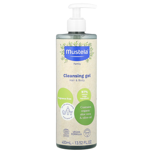 Mustela, Семейный очищающий гель, для волос и тела, без отдушек, 400 мл (13,52 жидк. Унции)