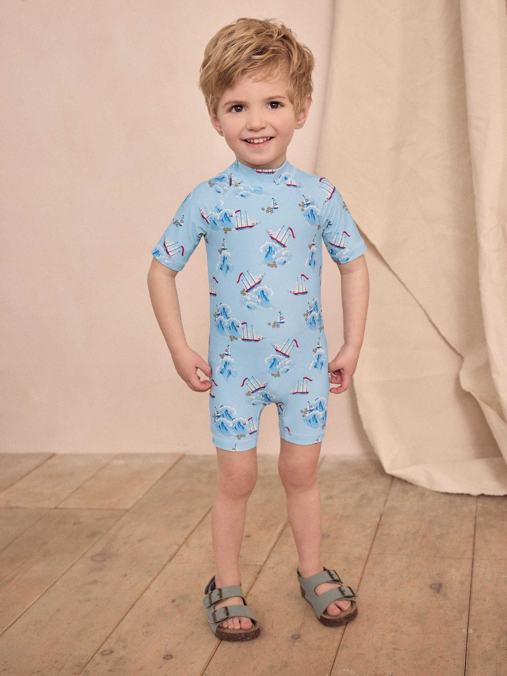 Костюм плавательный слитный для мальчика Next AG2-985, Голубой