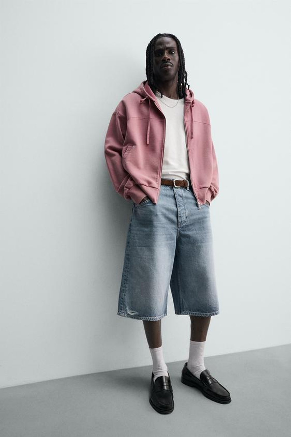 ZARA ДЖИНСОВЫЕ ШОРТЫ BAGGY FIT, СИНИЙ