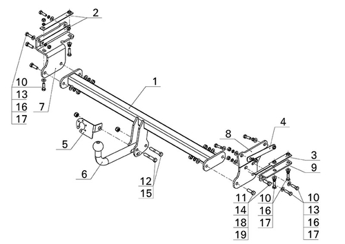 Фаркоп для Nissan Qashqai 2014-2021 Тип шара: A. Нагрузки: 1800/100 кг, NS 25